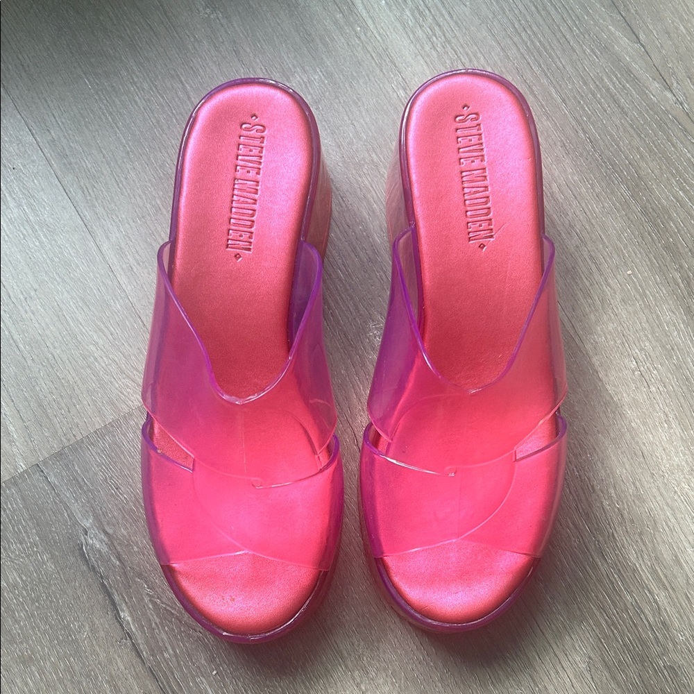 Steve Madden Transparent Pink Platform Jelly Shoes